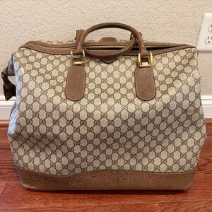 Vintage Gucci Web Brown Monogram Luggage